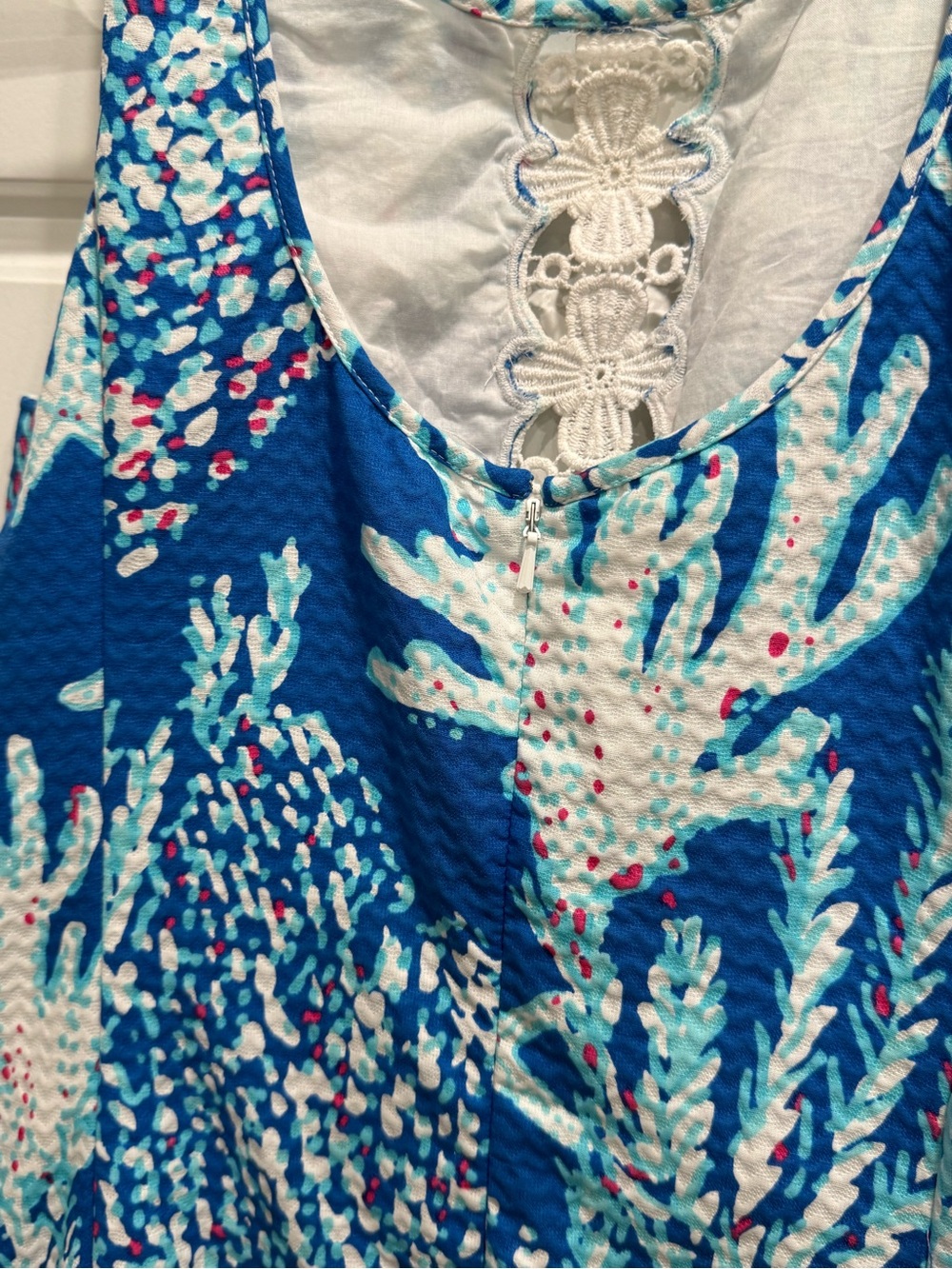 Lilly Pulitzer Ember Sleeveless Shift Mini Dress Brewster Blue Good Reef - Picture 4 of 5